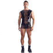 Black Level Lacquer T-Shirt with Fishnet Men