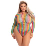 Pink Lipstick Multicolor Long Sleeve Bodysuit Plus Size