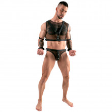 Svenjoyment Fishnet Crop Top with Jock and Cuffs