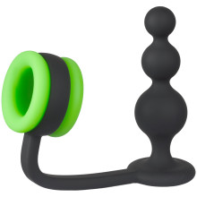 Ouch! Glow in the Dark Beaded Butt Plug with Cock Ring