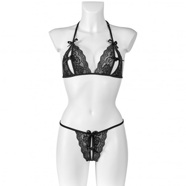 Nortie Idun Lace Peekaboo Bra and Crotchless G-String Set  4