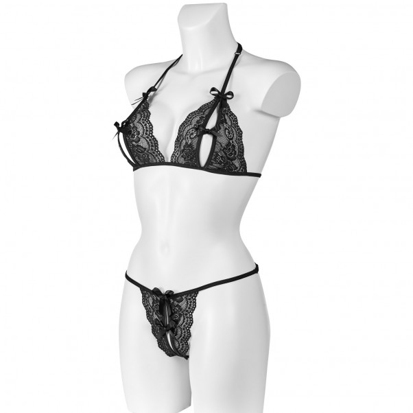 Nortie Idun Lace Peekaboo Bra and Crotchless G-String Set  5