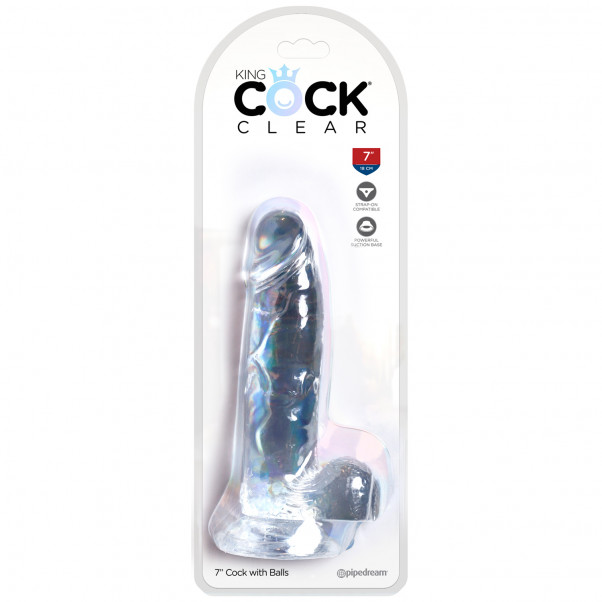 King Cock Clear Dildo med Kugler 19 cm  100